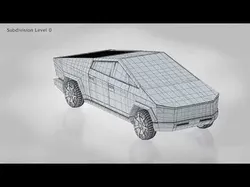 Animated Tesla Cybertruck Low-poly 3D model