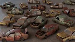 Apocalyptic Damaged Car Low-poly 3D model