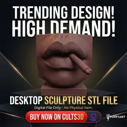 Bold Smoking Lips Desktop Sculpture – High-Demand STL File