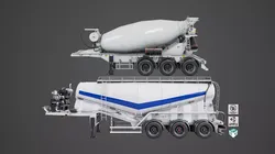 Cement Mixer and Trailer Rigged All PBR Unity UE Textures 3D Model Pack