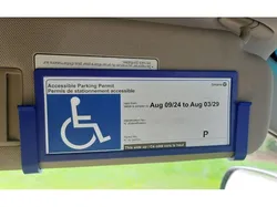 Sun visor document holder / frame (accessible parking permit holder)