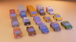 15 Cartoon Low Poly Cars Low-poly 3D model