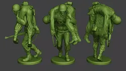 American soldier ww2 carring wounded A10 3D print model