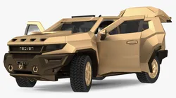 Armored Sand Colored SUV with Lights Off Rigged for Maya 3D model