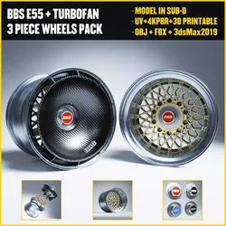 BBS E55 With Turbofan 3 PIECE WHEELS Low-poly 3D model