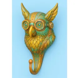 Highly detailed steampunk owl wall hook