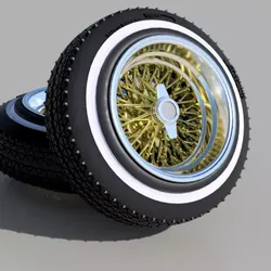 LOWRIDER WIRE RIMS ZENITH STYLE WITH TIRES for scale models 3D print model