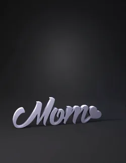 Mom logo with cursive script and heart