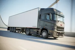 Semi truck with white trailer 3D model