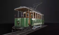 Tram 3D Model Gameready trolley car Low-poly 3D model