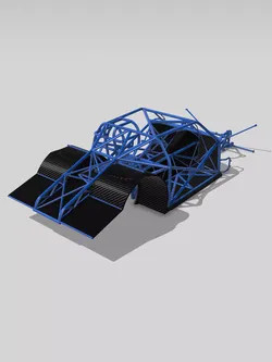 1967 Nova PROMOD tubular Chassis with floors tubs N firewall 3D print model