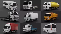 8 types Truck ISUZU NMR 71 Low-poly 3D model