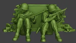 American soldiers ww2 Cover Down A10 3D print model
