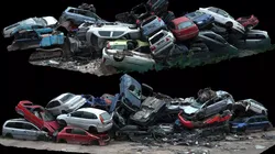 cars wreckage destroyed vehicles pile photogrammetry 3D model