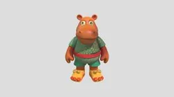 Cartoon hippopotamus in casual clothes