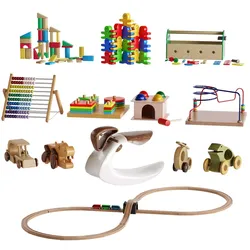 Children Room Set 3 Wooden Toys 3D model