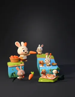 Create a colorful 1 minute animated kids video about a little rabbit n