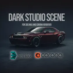 Dark studio scene for automotive rendering 3D model