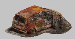 PBR 8K Burned Destroyed car Scan abandoned 3D model