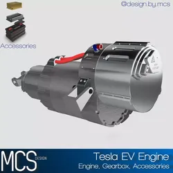TESLA S EV Crate Engine with accessories  3D print model