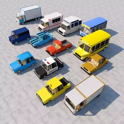 Cartoon car pack 3D model