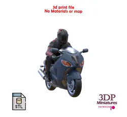 Motor rider and motorcycle 3D print model