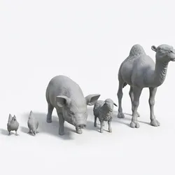 Pack Animals Portal of Bethlehem - 5 STL Figures (Camel, Pig, Sheep, Chickens) | 3D Printable Christmas Models