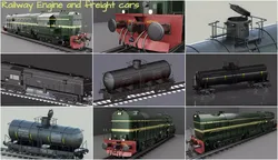 Railway Engine and Freight car pack