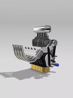 Vintage HEMI Supercharged Injected Nostalgia Engine 3D print model