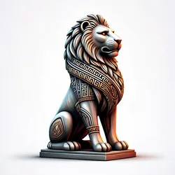 2985 Laughing African Lion with Majestic Mane - Full-Color Totem 3D Model, pug, dachshund, poodle, cat, dog, monkey, zebra, animal, armadillo, lion, fox, faun, pomeranian, troll, platypus, majestic, sculpture, fantasy, crocodile