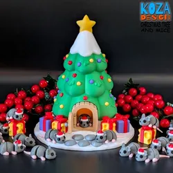 CHRISTMAS TREE HOUSE AND MOUSE