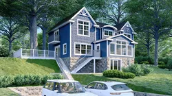 HOUSE - BLUE SIDING Low-poly 3D model