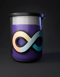 logo mark featuring a beaker like container with an infinity loop insi