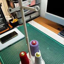 Triple-Spool Thread Stand on Craft Desk
