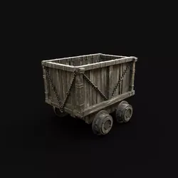 WAGON MINE QUARRY CAR CARGO COAL RAIL MINING TOOL Low-poly 3D model
