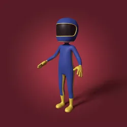 Cartoon Biker - Driver - Stickman Low-poly 3D model