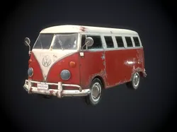 Classic VW Bus for Games Low-poly 3D model