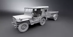 Jeep Willys With Cart 3D print model