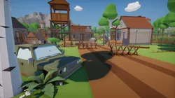 Low Poly Post Apocalyptic Village Low-poly 3D model