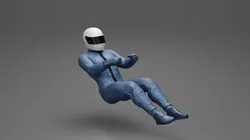 Racing Driver Sitting in Touring Car Cockpit with Racing Suit 3D print model