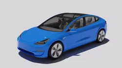 Tesla model 3 car high poly Low-poly 3D model