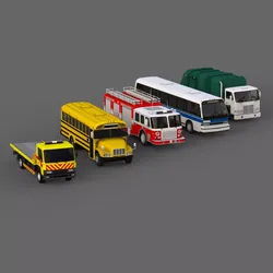 Vehicle Pack Utility Truck Bus Low-poly 3D model