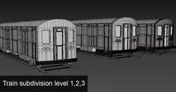 3 trains low   high poly subdiv 1 and 2 Low-poly 3D model