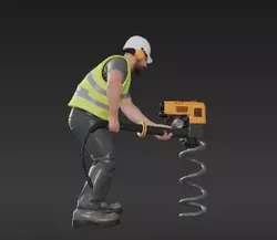 50 - Dynamic Construction Worker Figure Operating Jackh 3D print model