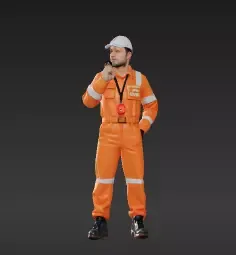 87 - Race Official in Orange Jumpsuit - Miniature for D 3D print model