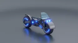 Motorcycle futuristic with lights Low-poly 3D model