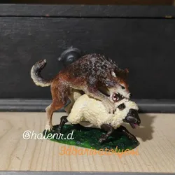 Wolf vs Sheep STL | Predator and Prey Diorama 3D Model | Animal Attack Figurine | Realistic Wildlife Sculpture STL
