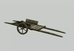 Wooden Cart Low-poly 3D model