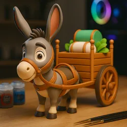 Donkey With Cart STL File