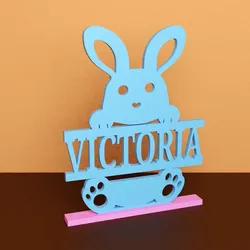 Home Decorations & Ornaments STL Download - Easter Bunny Name Decoration (VICTORIA)by ipdesignoo8